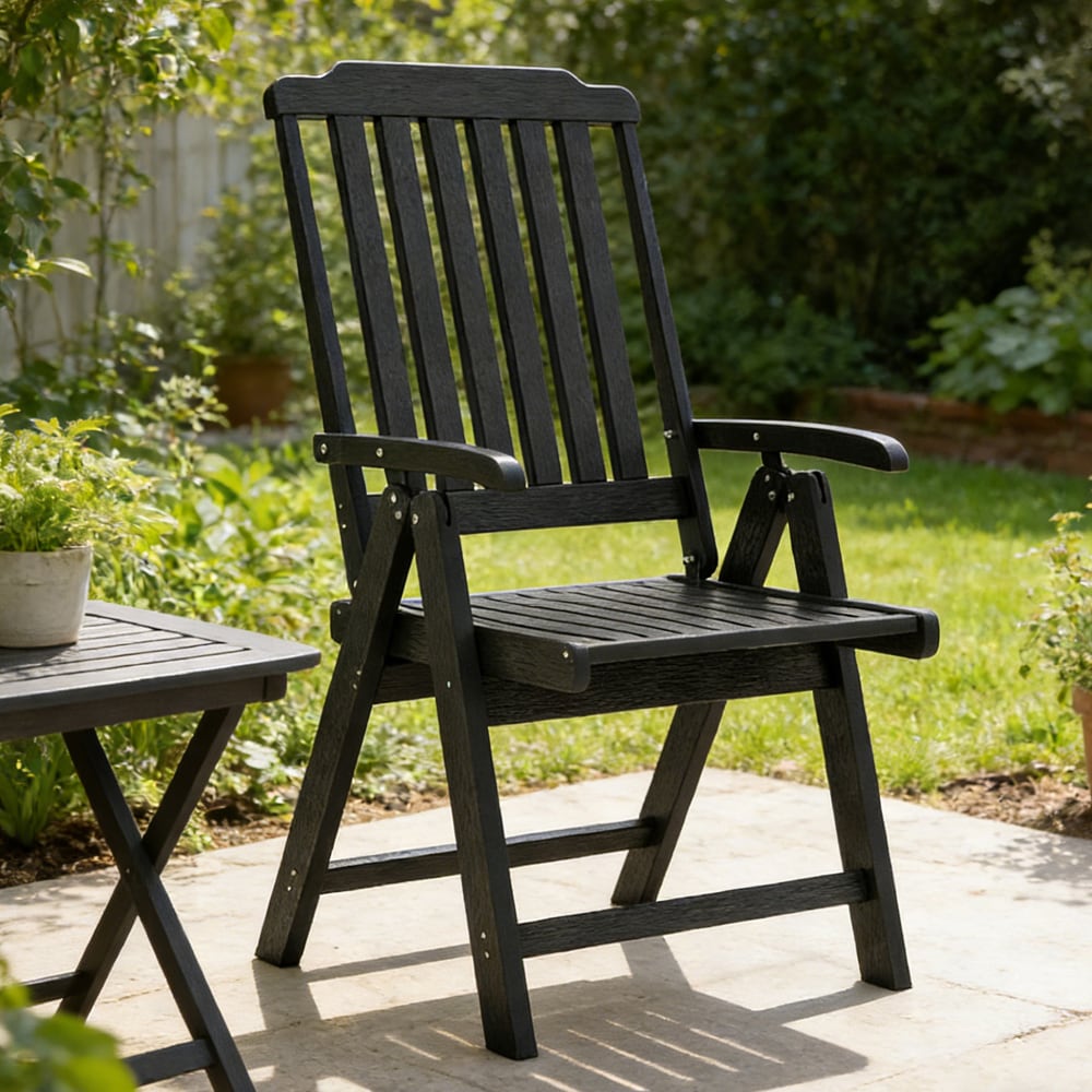 Foldable Patio Dining Chair All-weather Hdpe With Armrests_voghion.com